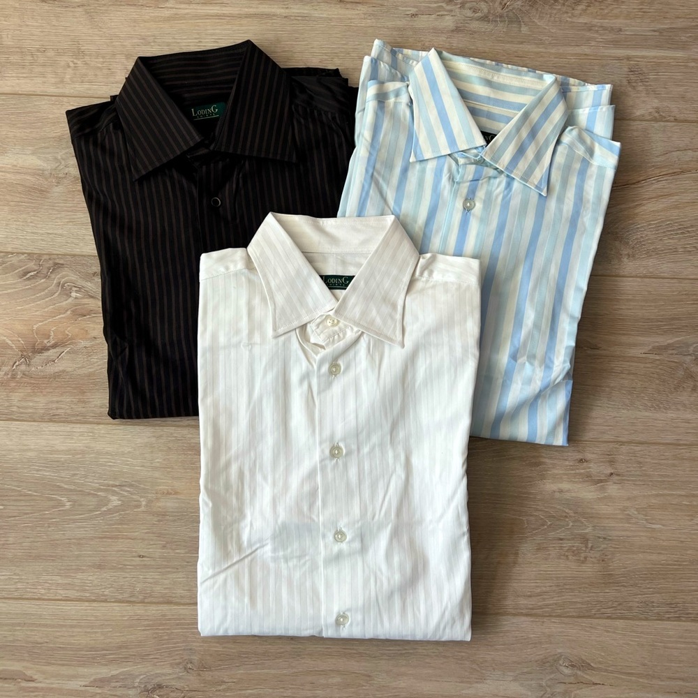Men’s Loding Striped Button-Up Shirt | Size 4 | 3 Colorway Bundle
